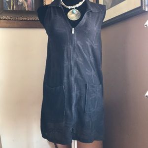BEACH Cover-up, Black Cotton Mesh Sm